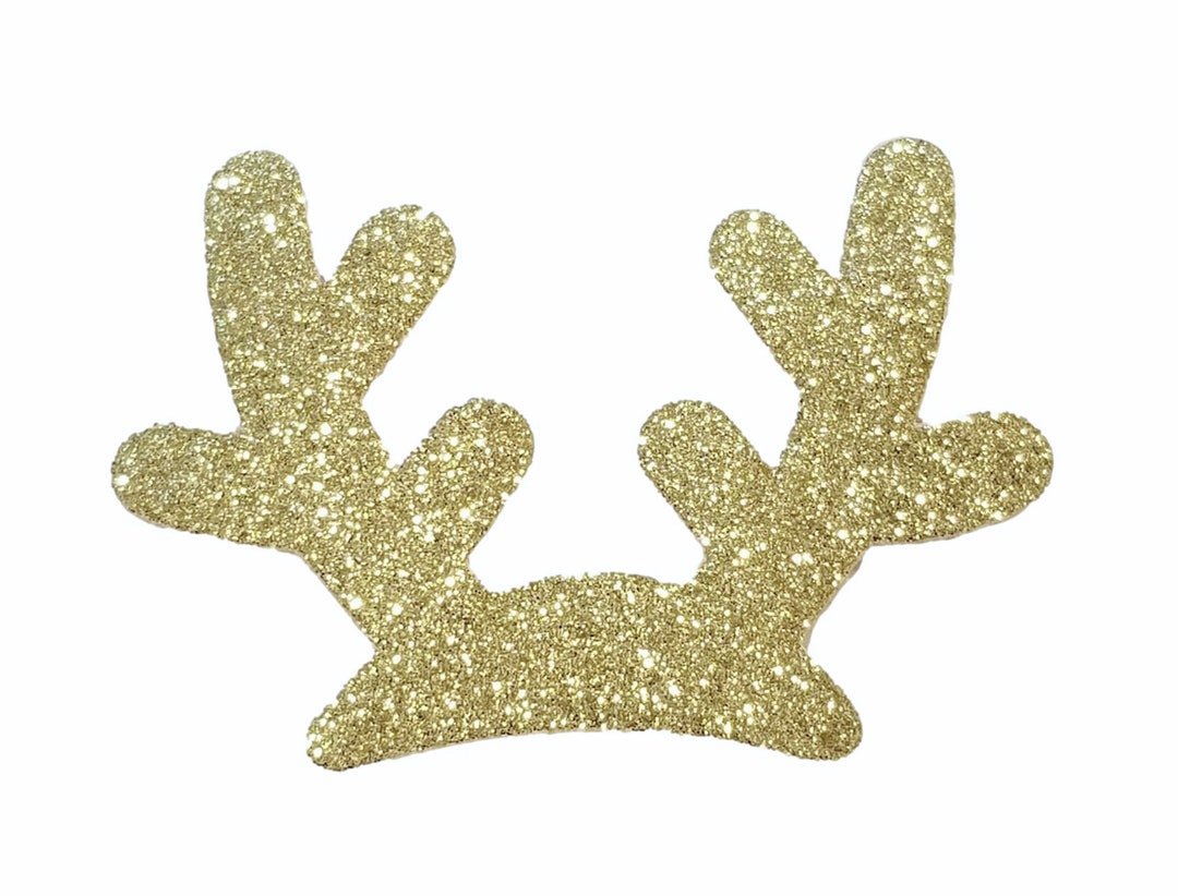 5 Pcs Felt Reindeer Antlers . Gold Deer Antler . Glitter Felt Applique