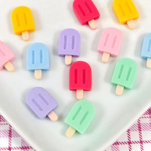 12 pcs "Tiny Popsicle" Resin Flatbacks - 3D Summer Treat Cabochons for DIY Jewelry & Scrapbooking