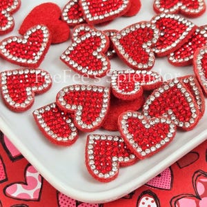 10 PCS Heart Felties, Rhinestone Valentine Applique for Card Making, Scrapbooking, Hair Accessories