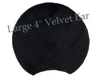 Padded Mouse Ears . Black Velvet . 4 in. Double Sided Velveteen Ear