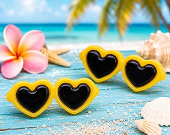 5 PCS Sunglasses Resin Flatbacks, Summer Cabochons for Hair Bows, DIY Jewelry