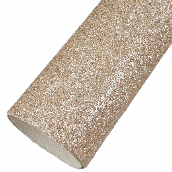 Pack of 3 . Fine Glitter Sheets . Champagne Gold . Thin Solid Glitter Canvas Sheet