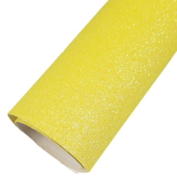 Pack of 3 . Fine Glitter Sheets . A4 Sunny Yellow . Thin Solid Glitter Canvas Sheet