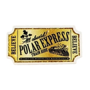 5 PCS Polar Express Ticket Planar Resin Flatbacks for Badge Reels, Bow Centers & Card Making