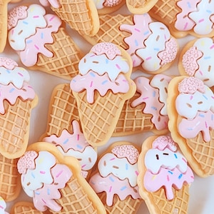 10pcs Ice Cream Cone Cabochons | Kawaii Dessert Flatbacks | Sweet Resin Charms