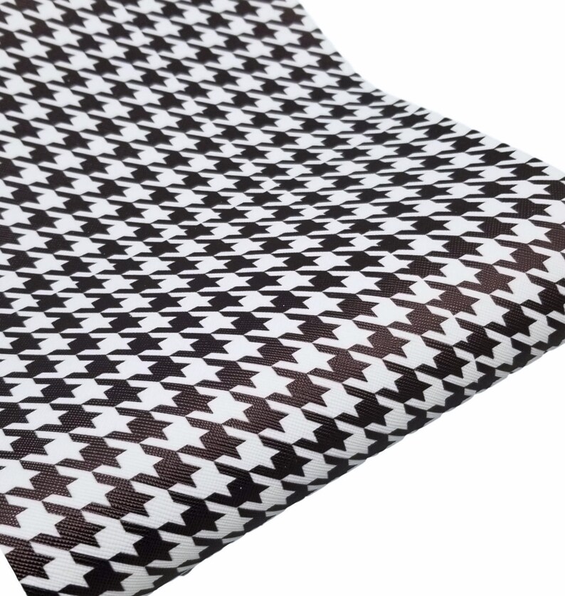 Houndstooth Faux Leather Plaid Print Printed Faux Leather Etsy