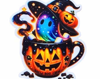 5 PCS Brew Boo Crew Planar Resin Flatbacks for Badge Reels, Bow Centers, DIY Jewelry