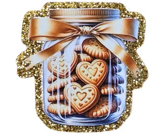 2 unidades de tarros de galletas con purpurina, de acrílico plano, para cajas de recetas DIY y llaveros.
