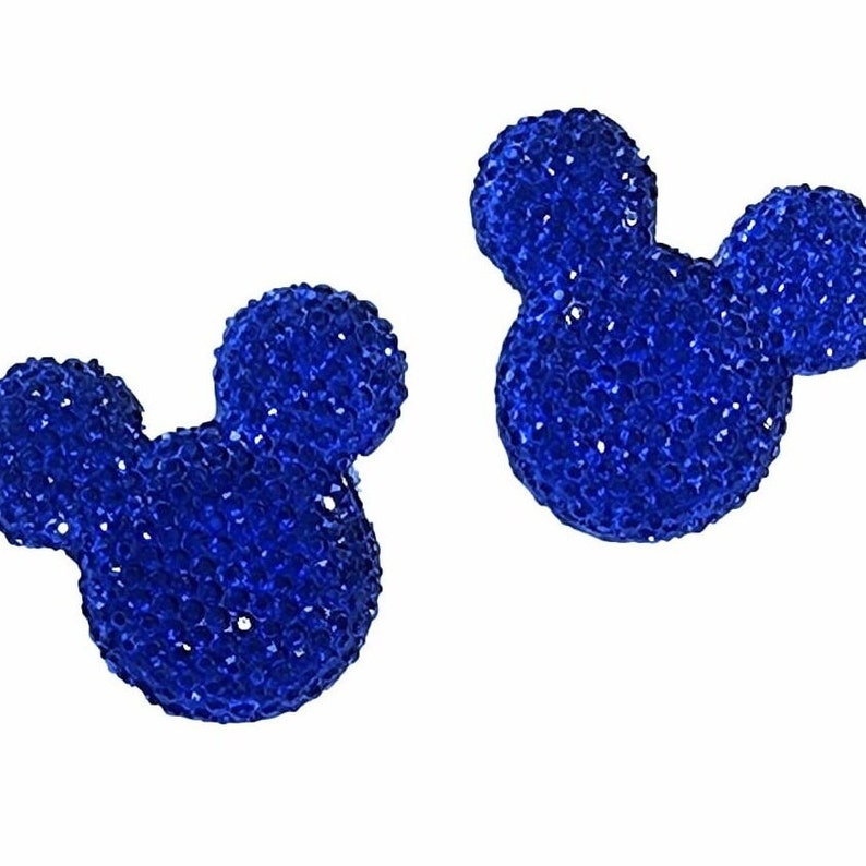 10 pcs Rhinestone Mouse Flatbacks . Resin Cabochon . Flat back . Charm . Bow Center . Royal Blue image 2