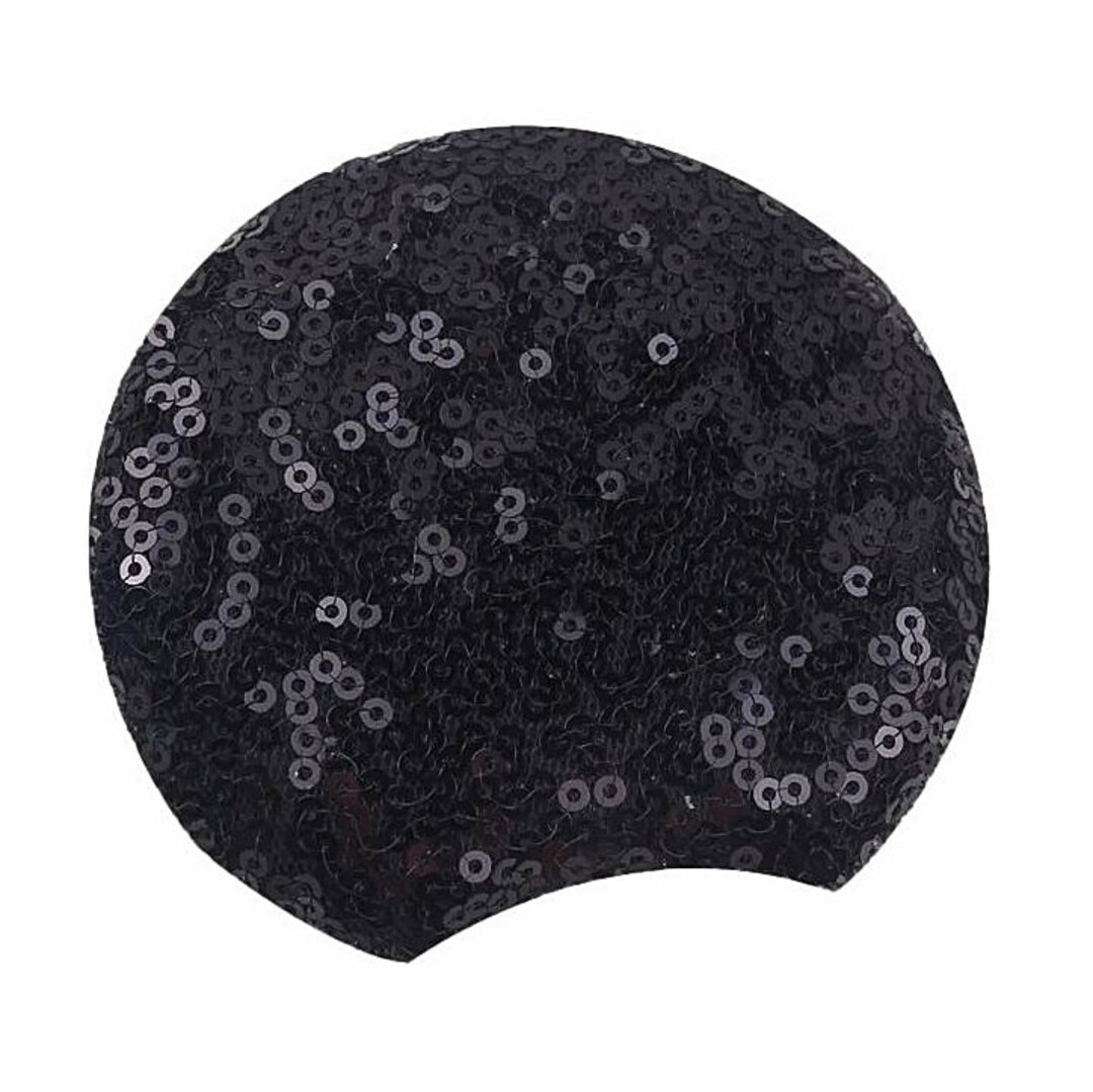 Padded Mouse Ears . Black Sequin . 3.3 In. Double Sided Sequin Ear 1