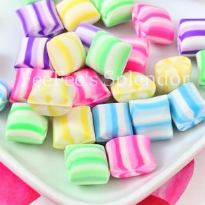 20 PCS "Pillow Mint" Cabochons - 3D Miniature Candy for Slime Charms, Fake Bake Decor