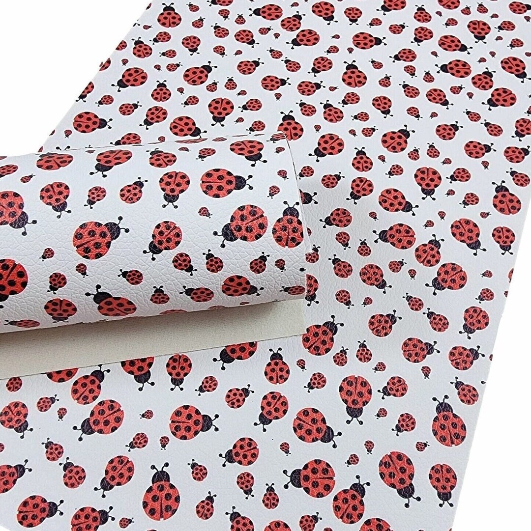 Lady Bug Faux Leather Sheets . Ladybug Garden . Printed Synthetic Leather . Craft Fabric . DIY ...