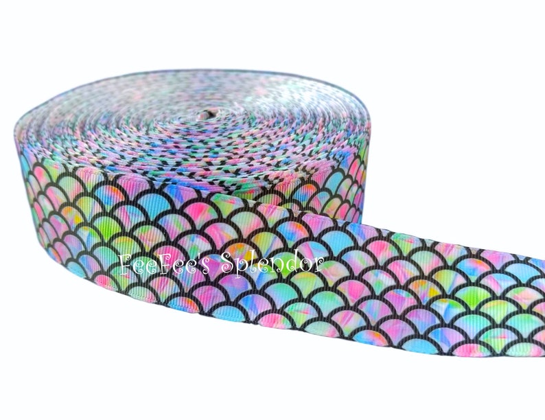 1.5/" Perfect for Hair Bows//Crafts Mermaid Design Grosgrain Ribbon 38mm