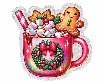 2 PCS Christmas Cocoa Glitter Acrylic Flatbacks for Badge Reels, Card Making