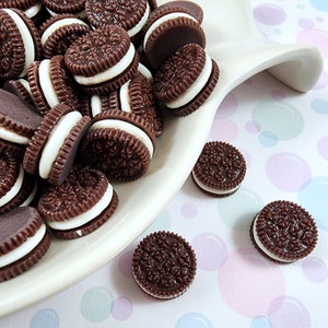 10pcs Cookie Cabochons | Chocolate Cream Sandwich Cookies | Dessert Flatbacks | Food Charms