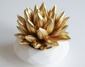 Succulent Sculpture with Interchangeable Geometric Planter, Tabletop, Desktop Accessory, Modern Minimalist Home and Office Decor