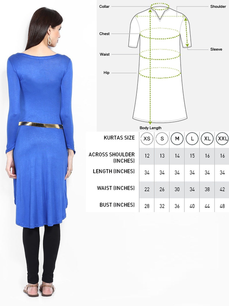 Buy Women Blue Kurta Size Chart Is Available In Last Image Online In 