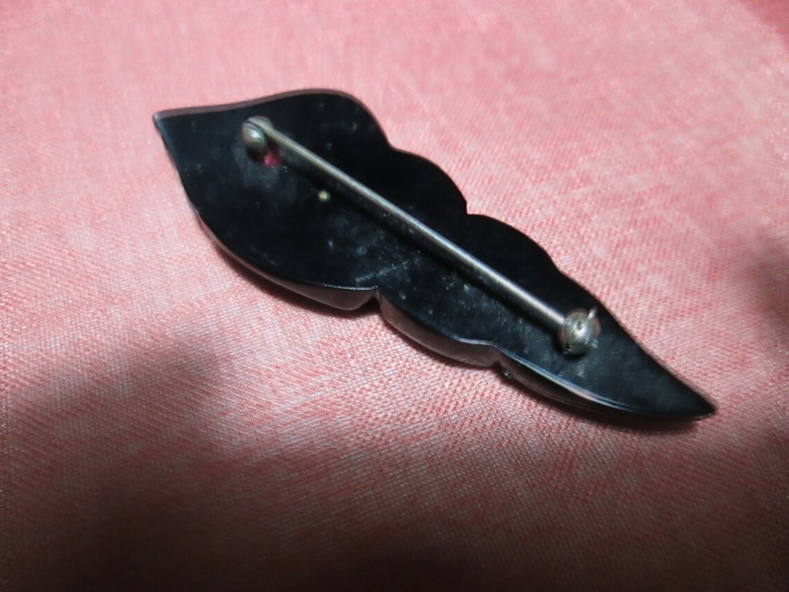 Vintage Bakelite Brooch With Silver Inlay. Jewelry Brooches Etsy
