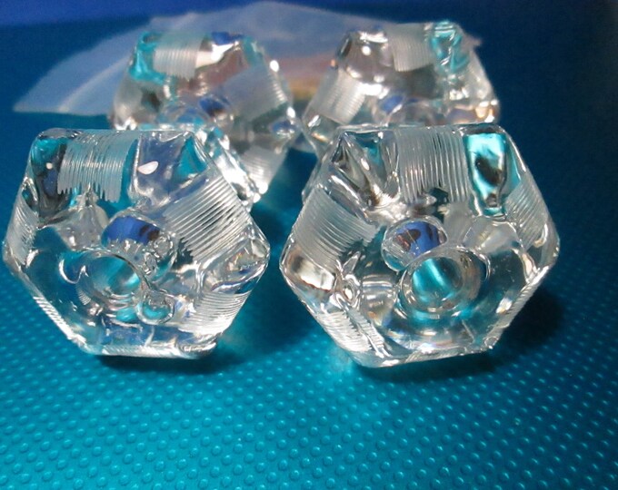 Vintage Glass Drawer Knobs Etched Art Deco Set of 4 Hardware Etsy
