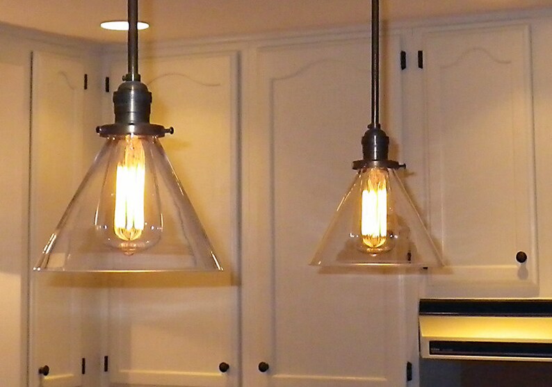 Custom Pendant Light With Blown Glass Shade Etsy