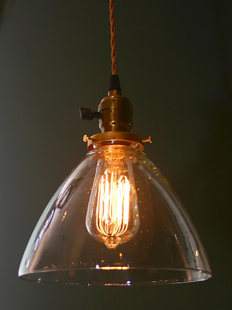 Custom Pendant Light With Blown Glass Shade Etsy