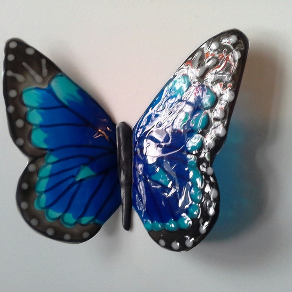 Blue monarch 3D wall decal butterfly window sucatcher cling sticker