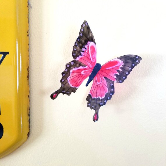 Pink 3D butterfly wall decal