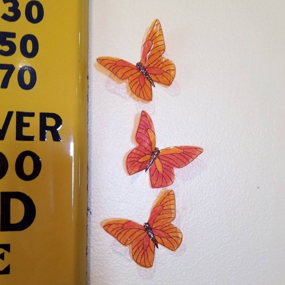 3D orange wall decal butterflies