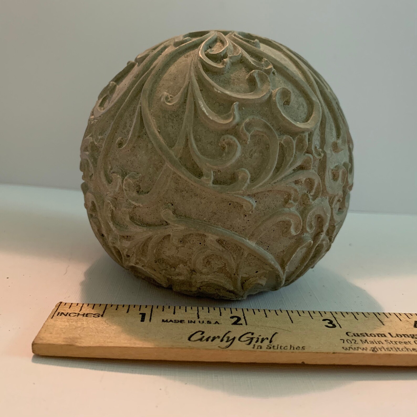 Concrete Garden Ball 3 1/2 Antique White Distressed Etsy