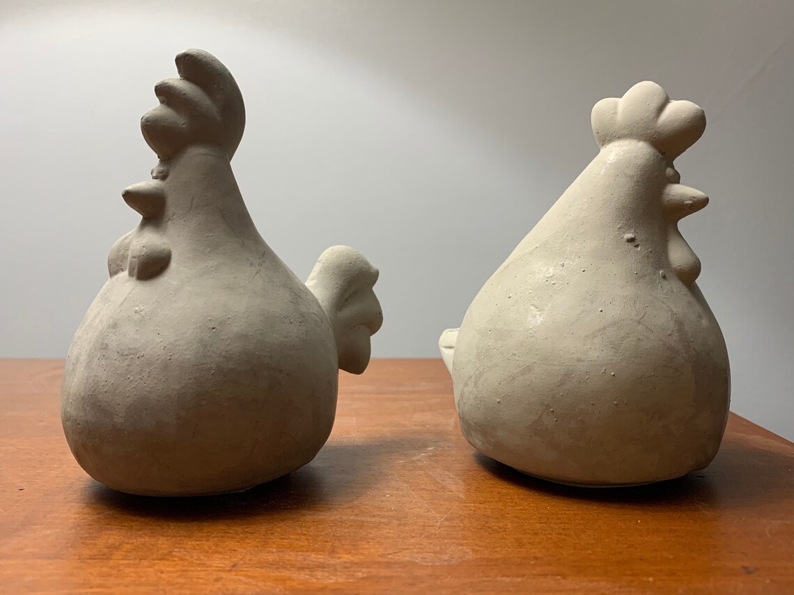 Concrete Chicken Statues Hen and Rooster Garden Statues Fat Etsy