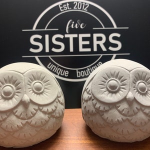 Concrete owl figurine, choice of gray or white concrete,  2 1/2” round owl,  for indoors or out!