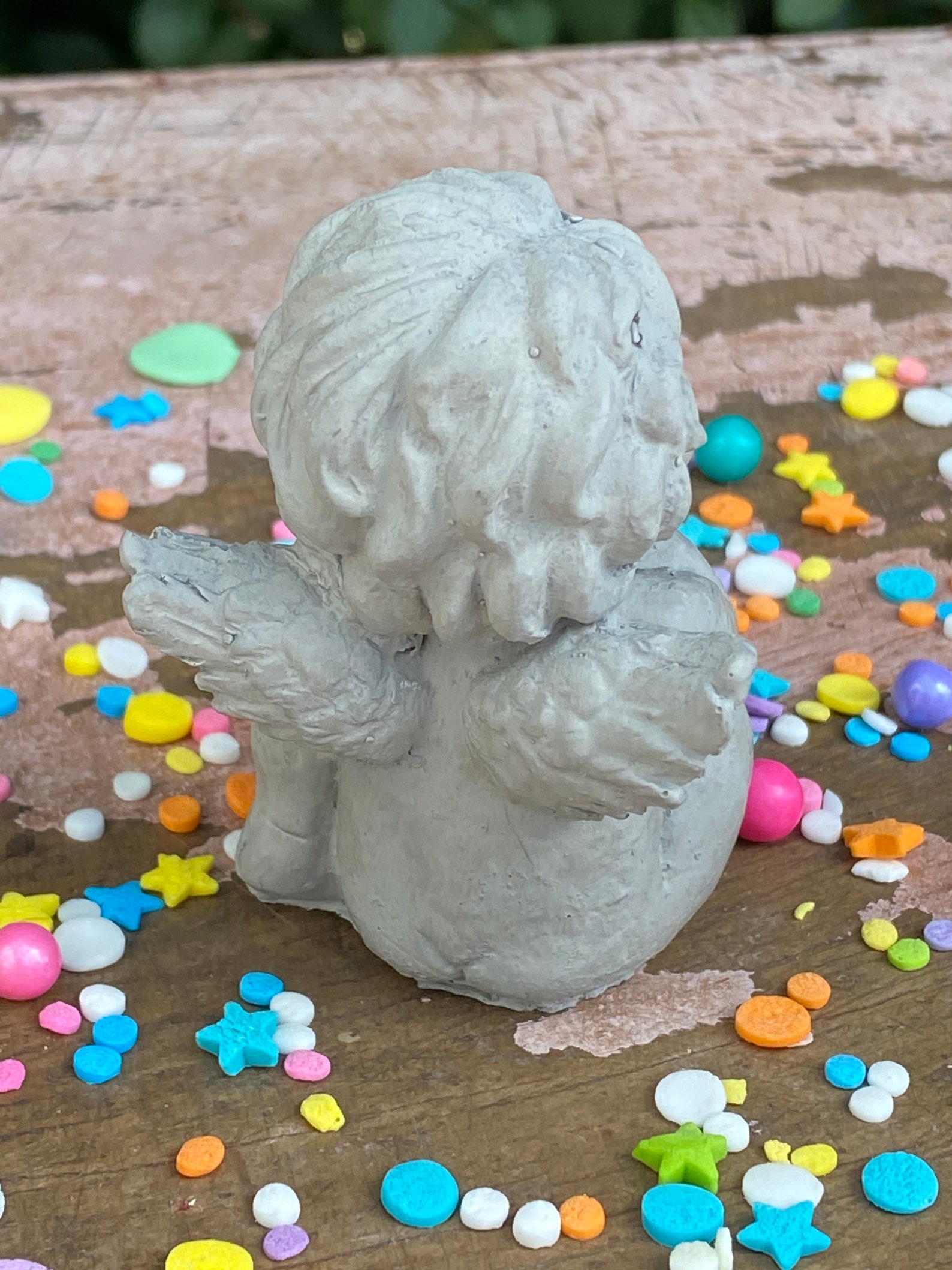 Concrete Cherub Statue Garden Cherub Figurine Adorable Etsy