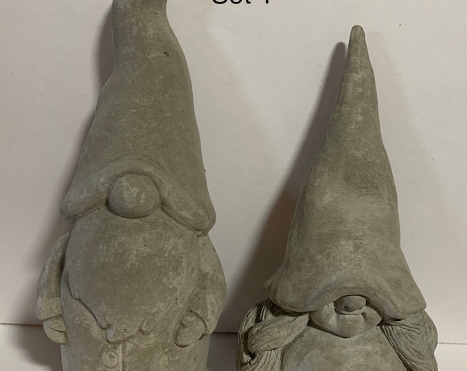 Set of Two Concrete Gnomes Boy and Girl Nisse Tomte Man and Etsy