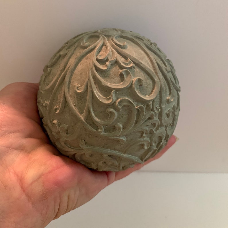 Decorative Garden Ball Concrete Garden Ball 3 1/2 Filigree Etsy