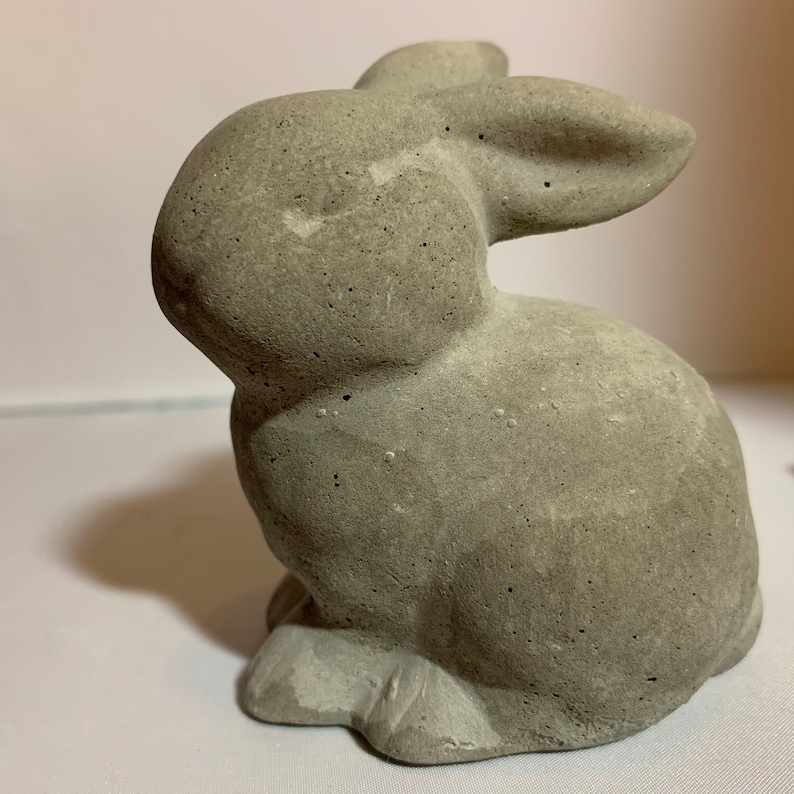 Pair of bunny statues concrete rabbit figurine for indoors or Etsy