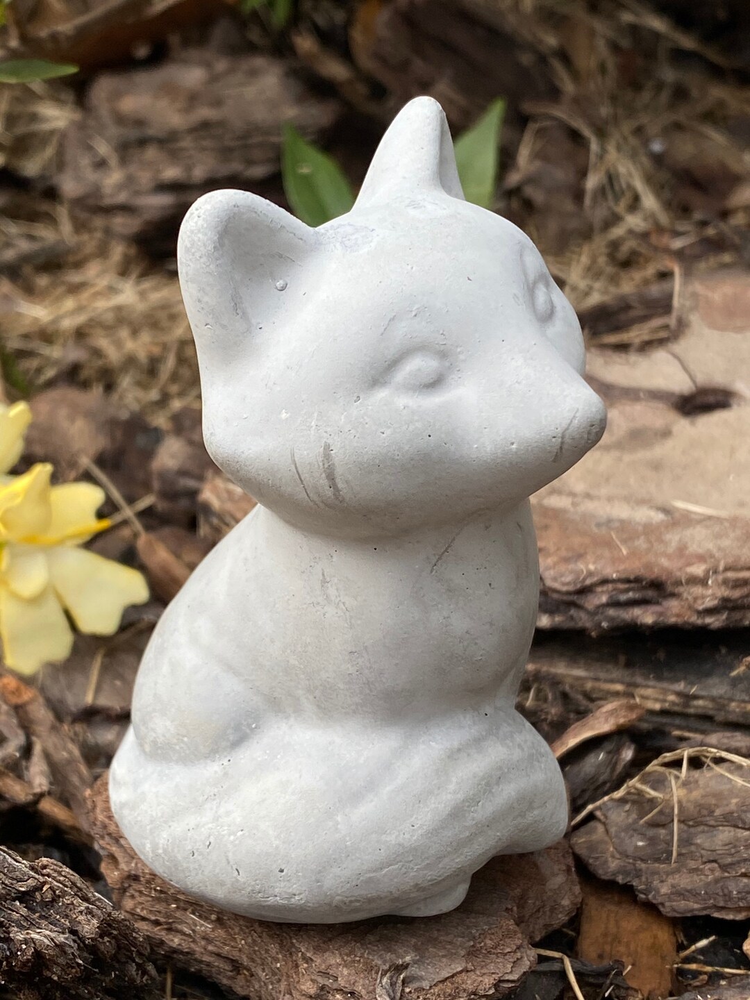 Concrete Garden Fox Statue Adorable 3 Cement Fox Foxy Fox Etsy