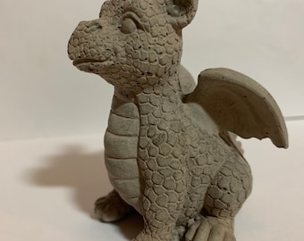 Baby dragon concrete statue, 2 3/4” tall, cement dragon figurine, concrete decor