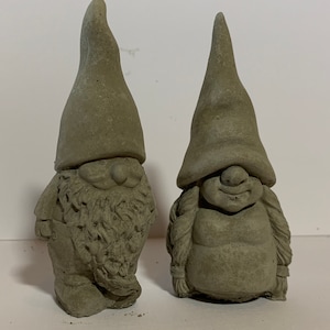 Mini Concrete Gnome Couple: 3.5&quot; Garden Terrarium Statues
