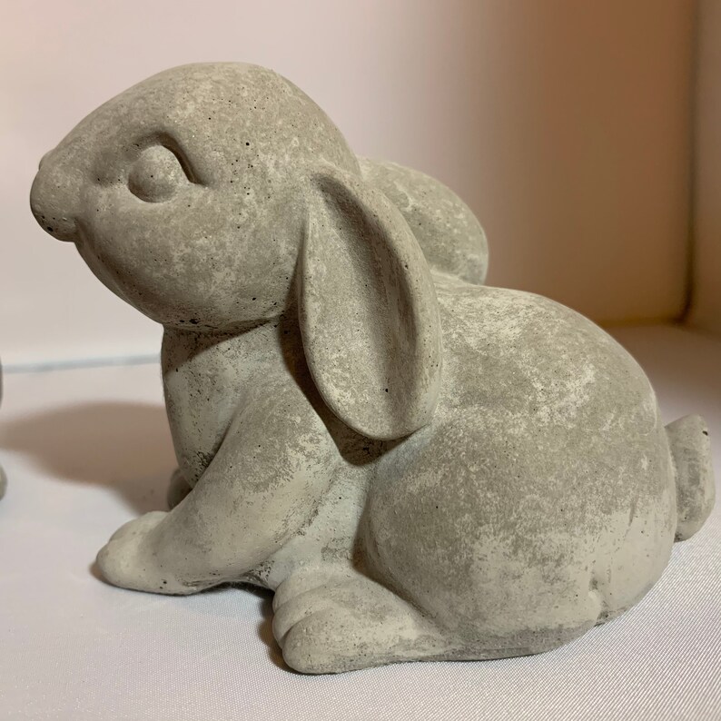 Pair of bunny statues concrete rabbit figurine for indoors or Etsy