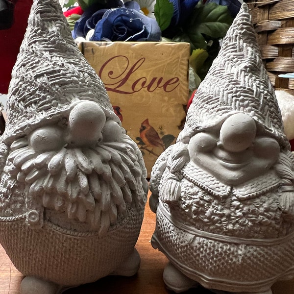 Concrete garden gnomes, buy the set or individually, man and woman Tomte, Scandinavian Gnomes