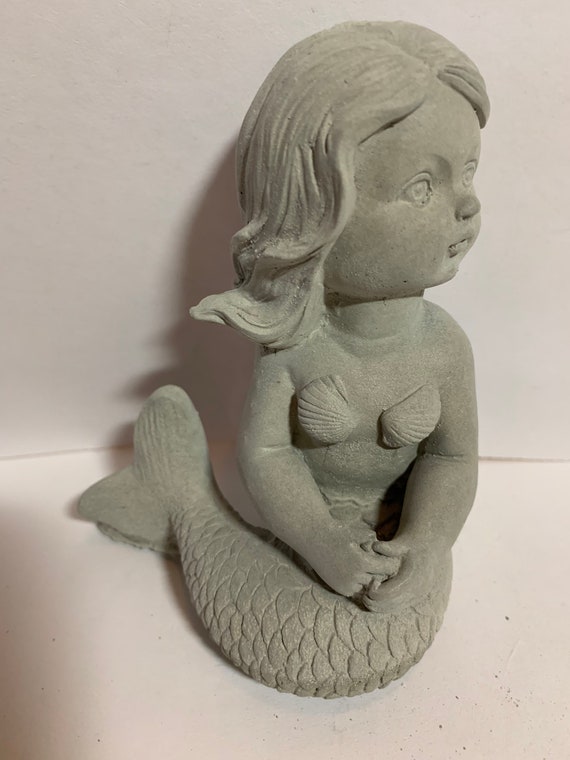 Concrete mermaid statue young mermaid 5 tall unpainted Etsy