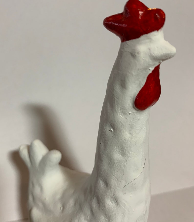 Chicken Garden Statue Concrete Chicken 5 3/4 Cement Etsy