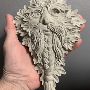 Greenman Concrete Wall Plaque: Garden Decor with Hanger