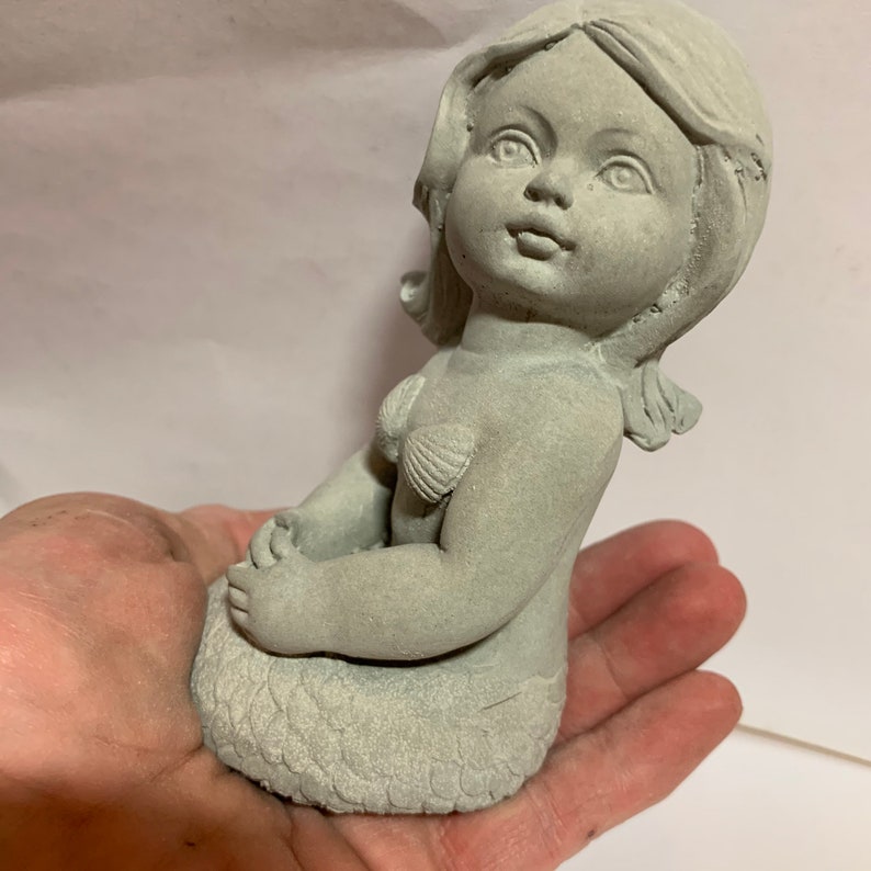 Concrete mermaid statue young mermaid 5 tall unpainted Etsy