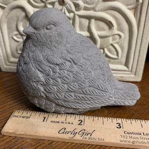 Concrete bird statue, bird garden decor, 3” tall bird figurine, solid concrete, beautiful detail