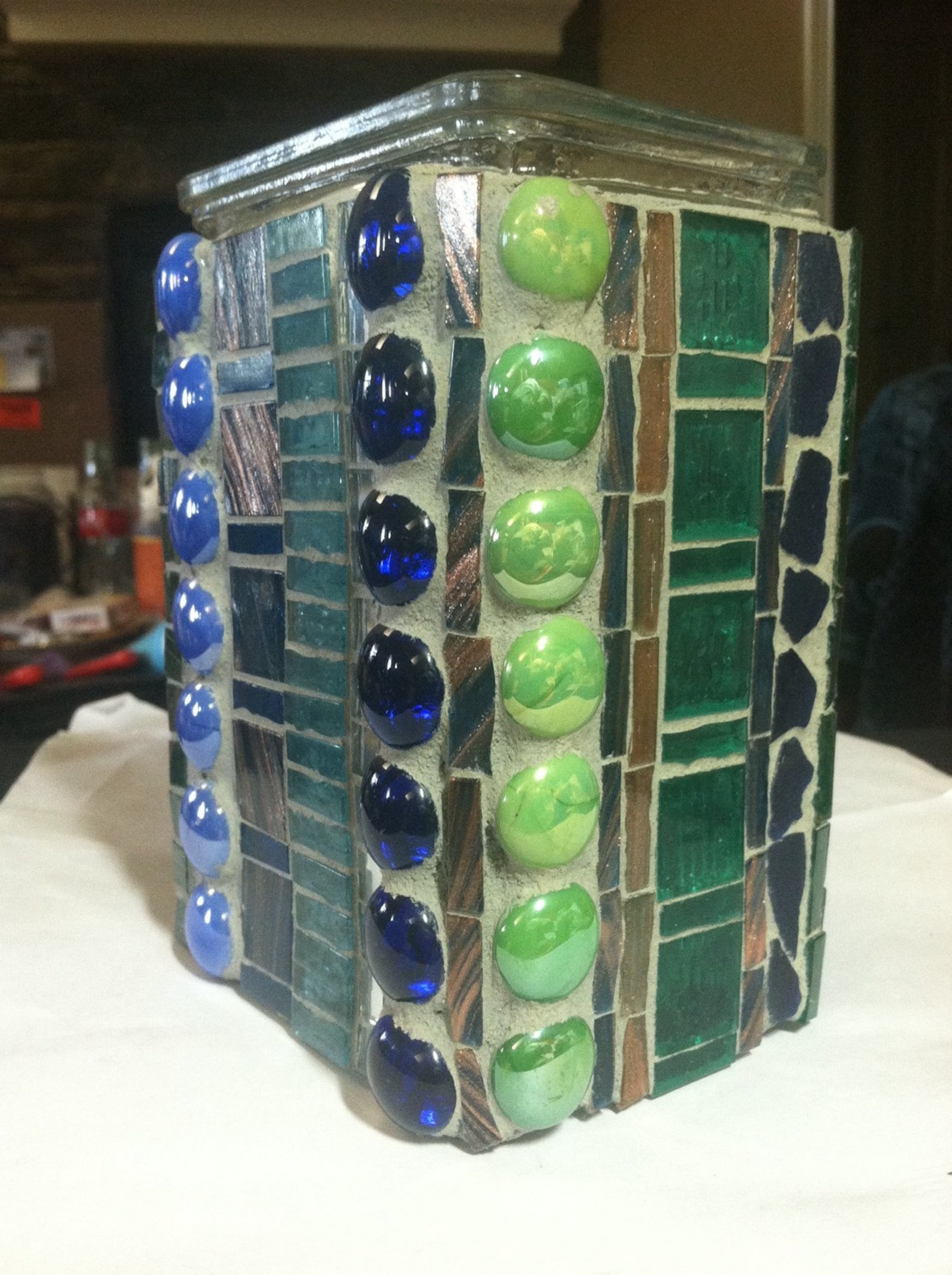 Mosaic Candle Holder glass tile on glass can also be used as Etsy