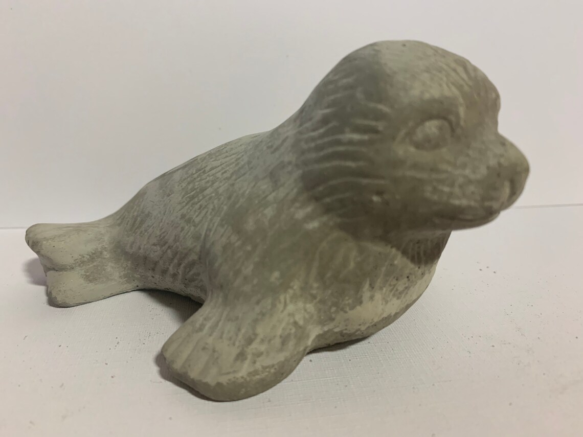 Seal Garden Statue Concrete Seal Adorable 5 Long Cement Etsy