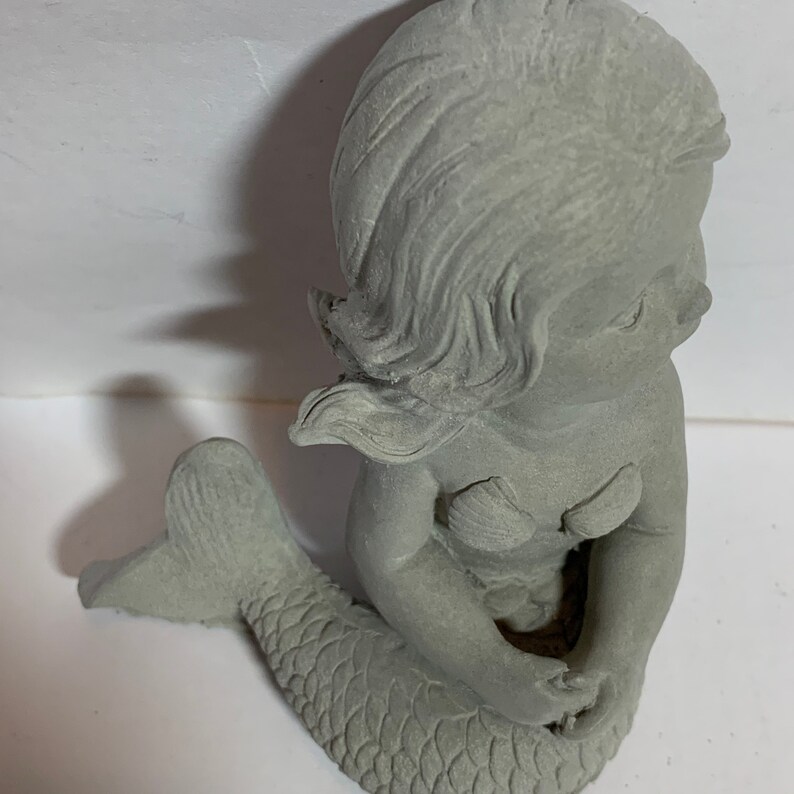 Concrete mermaid statue young mermaid 5 tall unpainted Etsy