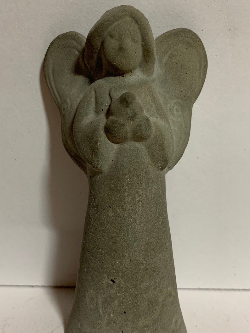 Concrete Angel Statue Holding a Bird 5 Tall Solid Concrete Etsy