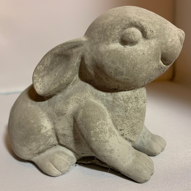 Pair of bunny statues concrete rabbit figurine for indoors or Etsy